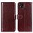 Leather Case Stands Flip Cover Holder M07L for Xiaomi Redmi 9C Brown