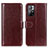 Leather Case Stands Flip Cover Holder M07L for Xiaomi Redmi Note 11S 5G Brown