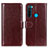 Leather Case Stands Flip Cover Holder M07L for Xiaomi Redmi Note 8 (2021) Brown