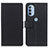Leather Case Stands Flip Cover Holder M08L for Motorola Moto G41 Black