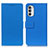 Leather Case Stands Flip Cover Holder M08L for Motorola MOTO G52 Blue
