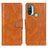 Leather Case Stands Flip Cover Holder M09L for Motorola Moto E20 Brown