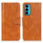 Leather Case Stands Flip Cover Holder M09L for Motorola Moto Edge Lite 5G Brown