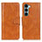 Leather Case Stands Flip Cover Holder M09L for Motorola Moto Edge S30 5G Brown