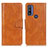 Leather Case Stands Flip Cover Holder M09L for Motorola Moto G Pure Brown
