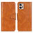 Leather Case Stands Flip Cover Holder M09L for Motorola Moto G32 Brown