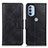 Leather Case Stands Flip Cover Holder M09L for Motorola Moto G41 Black