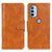 Leather Case Stands Flip Cover Holder M09L for Motorola Moto G41 Brown