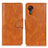 Leather Case Stands Flip Cover Holder M09L for Samsung Galaxy XCover 5 SM-G525F Brown