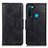 Leather Case Stands Flip Cover Holder M09L for Xiaomi Redmi Note 8 (2021) Black