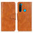 Leather Case Stands Flip Cover Holder M09L for Xiaomi Redmi Note 8 (2021) Brown