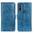 Leather Case Stands Flip Cover Holder M11L for Motorola Moto G Pure Blue