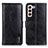 Leather Case Stands Flip Cover Holder M11L for Samsung Galaxy S21 5G Black