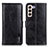 Leather Case Stands Flip Cover Holder M11L for Samsung Galaxy S21 Plus 5G Black