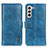 Leather Case Stands Flip Cover Holder M11L for Samsung Galaxy S22 5G Blue