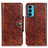 Leather Case Stands Flip Cover Holder M12L for Motorola Moto Edge 20 5G Brown