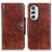 Leather Case Stands Flip Cover Holder M12L for Motorola Moto Edge X30 5G Brown