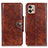 Leather Case Stands Flip Cover Holder M12L for Motorola Moto G32 Brown