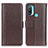 Leather Case Stands Flip Cover Holder M13L for Motorola Moto E20 Brown