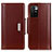 Leather Case Stands Flip Cover Holder M13L for Xiaomi Redmi 10 (2022) Brown