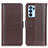 Leather Case Stands Flip Cover Holder M14L for Oppo Reno6 Pro 5G India Brown
