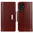 Leather Case Stands Flip Cover Holder M14L for Samsung Galaxy S23 Ultra 5G Brown