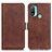 Leather Case Stands Flip Cover Holder M15L for Motorola Moto E20 Brown