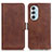 Leather Case Stands Flip Cover Holder M15L for Motorola Moto Edge 30 Pro 5G Brown