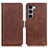 Leather Case Stands Flip Cover Holder M15L for Motorola Moto G200 5G Brown