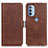 Leather Case Stands Flip Cover Holder M15L for Motorola Moto G31 Brown