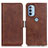 Leather Case Stands Flip Cover Holder M15L for Motorola Moto G41 Brown