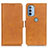 Leather Case Stands Flip Cover Holder M15L for Motorola Moto G41 Light Brown