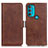 Leather Case Stands Flip Cover Holder M15L for Motorola Moto G71 5G Brown
