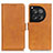 Leather Case Stands Flip Cover Holder M15L for OnePlus Ace 3 5G Light Brown