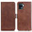 Leather Case Stands Flip Cover Holder M15L for Oppo A94 4G Brown