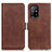 Leather Case Stands Flip Cover Holder M15L for Oppo F19 Pro+ Plus 5G Brown