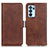 Leather Case Stands Flip Cover Holder M15L for Oppo Reno6 Pro 5G India Brown
