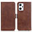 Leather Case Stands Flip Cover Holder M15L for Oppo Reno7 A Brown