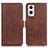 Leather Case Stands Flip Cover Holder M15L for Oppo Reno7 Lite 5G Brown