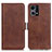 Leather Case Stands Flip Cover Holder M15L for Oppo Reno8 4G Brown