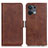 Leather Case Stands Flip Cover Holder M15L for Oppo Reno9 Pro+ Plus 5G Brown