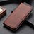 Leather Case Stands Flip Cover Holder M15L for Samsung Galaxy A72 5G Brown