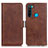 Leather Case Stands Flip Cover Holder M15L for Xiaomi Redmi Note 8 (2021) Brown