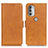 Leather Case Stands Flip Cover Holder M16L for Motorola Moto G51 5G Light Brown