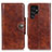 Leather Case Stands Flip Cover Holder M16L for Samsung Galaxy S21 Ultra 5G Light Brown