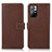 Leather Case Stands Flip Cover Holder M16L for Xiaomi Redmi Note 11S 5G Brown