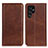 Leather Case Stands Flip Cover Holder M17L for Samsung Galaxy S22 Ultra 5G Brown