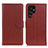Leather Case Stands Flip Cover Holder M18L for Samsung Galaxy S21 Ultra 5G Brown