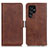 Leather Case Stands Flip Cover Holder M29L for Samsung Galaxy S23 Ultra 5G Brown