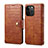 Leather Case Stands Flip Cover Holder MT6 for Apple iPhone 14 Pro Brown